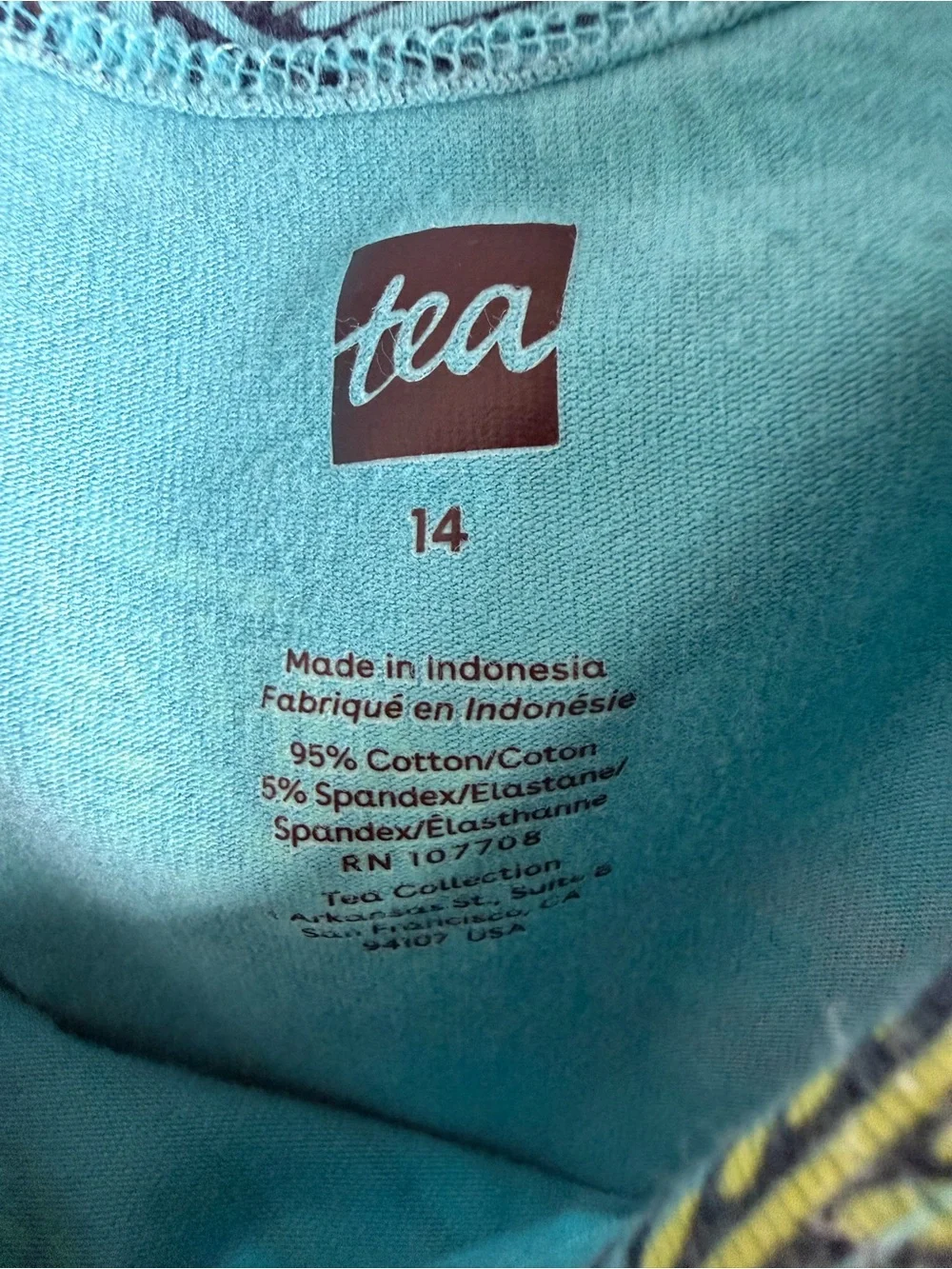 Tea Collection Teal Floral Scoop-Neck Dress